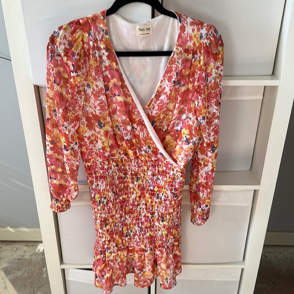 Peach Love floral dress - small